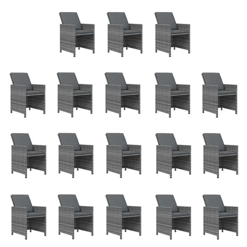 Outdoor Garden Dining Set Poly Rattan Grey 19 Piece with Cushions