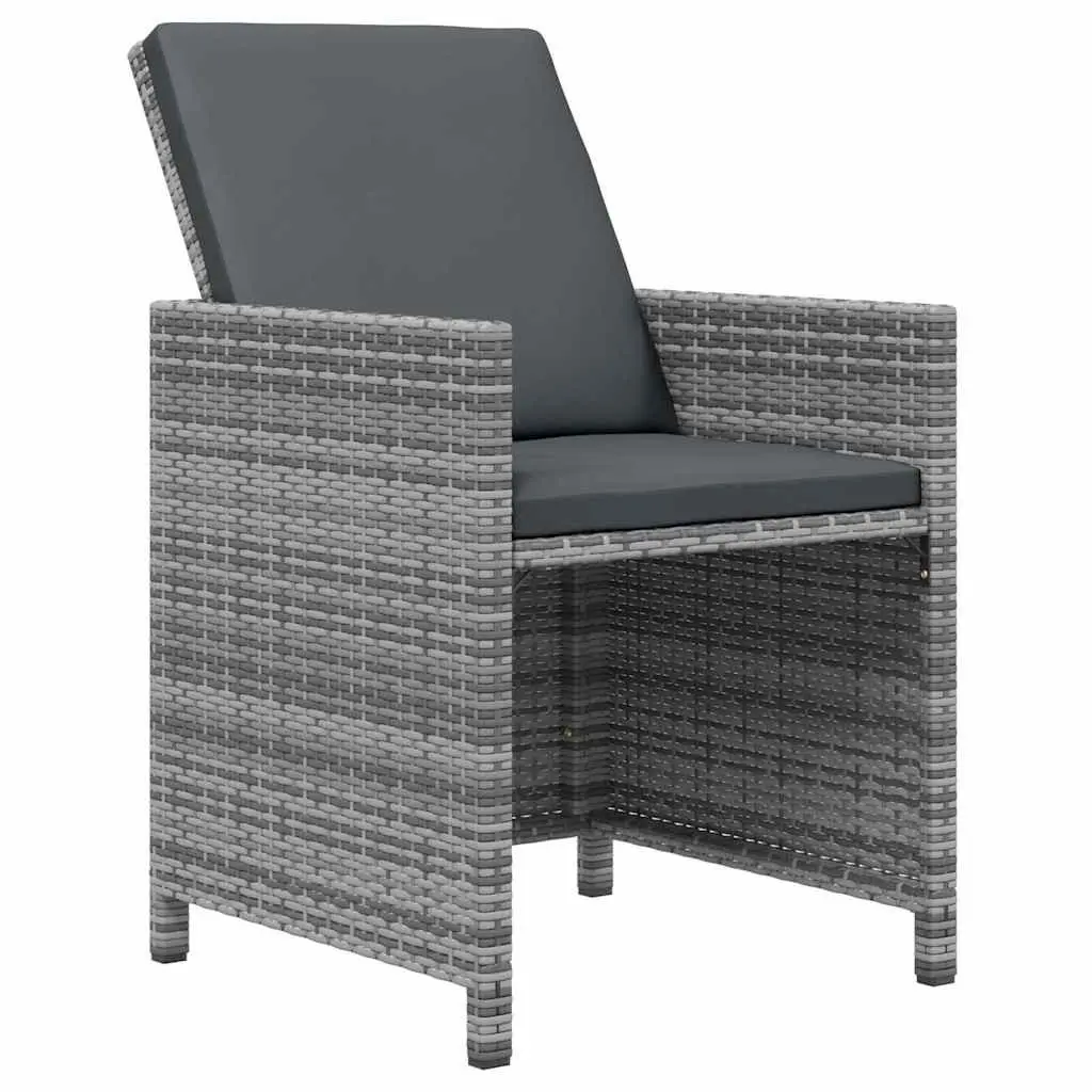 Outdoor Garden Dining Set Poly Rattan Grey 19 Piece with Cushions