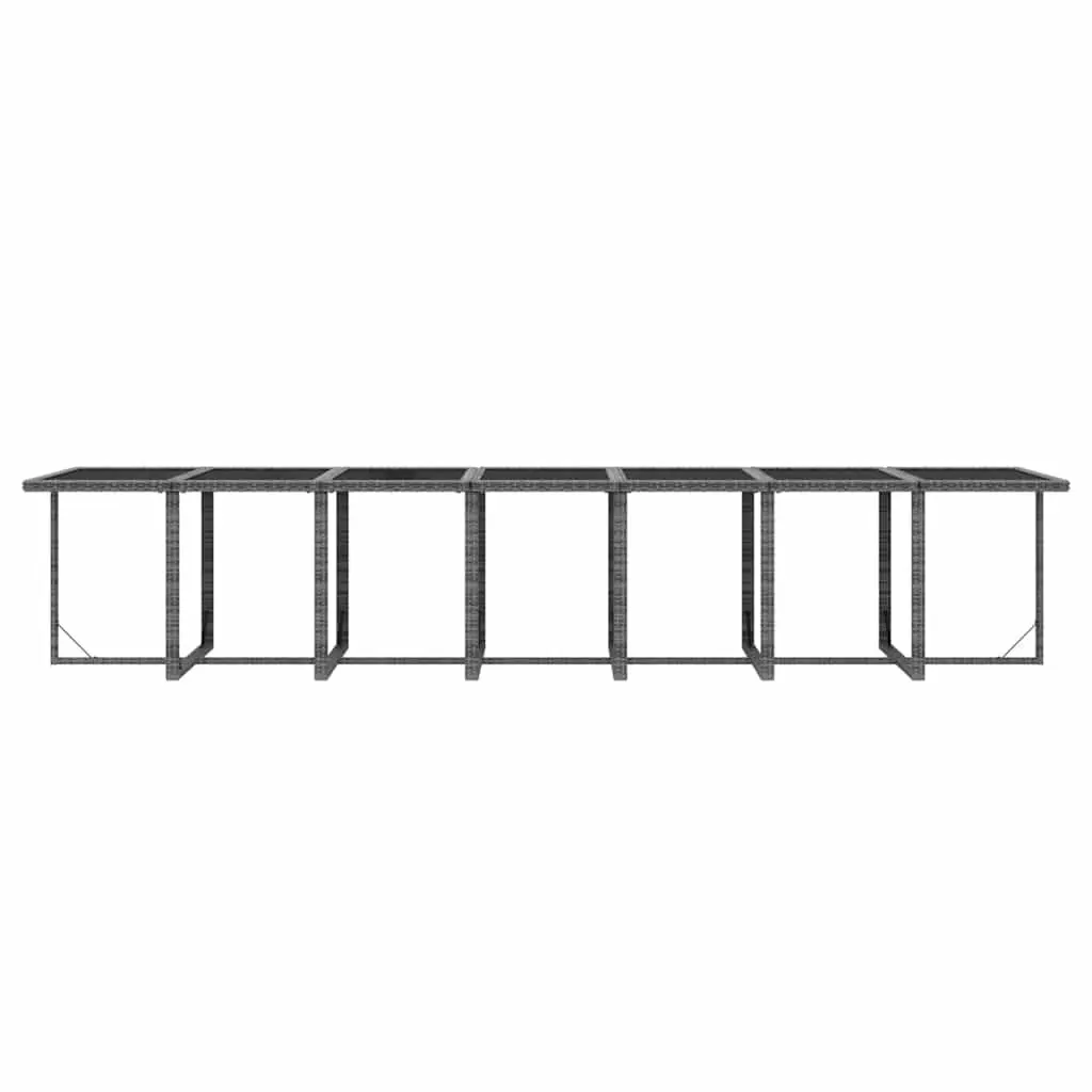Outdoor Garden Dining Set Poly Rattan Grey 19 Piece with Cushions