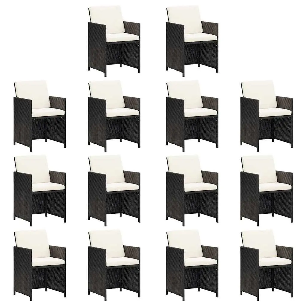 Outdoor Dining Set 15 Piece Garden Furniture Black PE Rattan Chairs Table