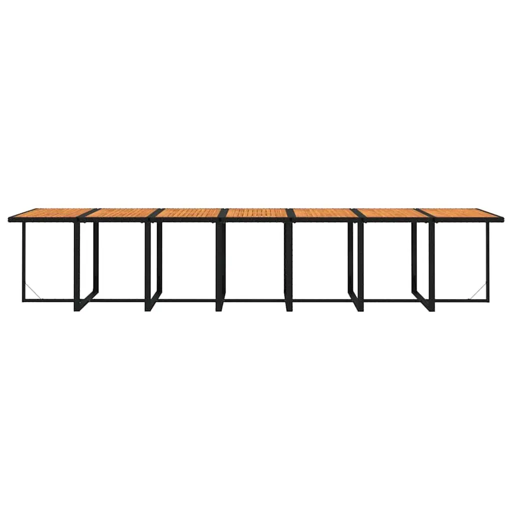 Outdoor Furniture Dining Set 19 Piece Black Poly Rattan Weather Resistant Steel Frame with Cushions