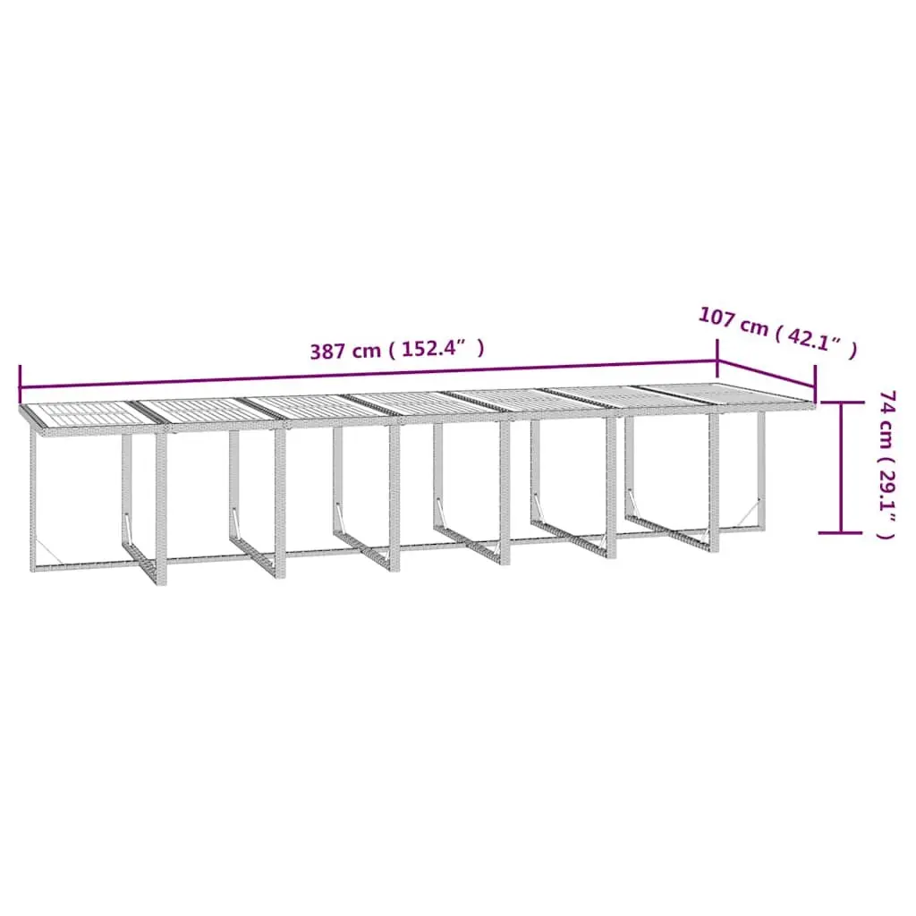 Outdoor Furniture Dining Set 19 Piece Black Poly Rattan Weather Resistant Steel Frame with Cushions