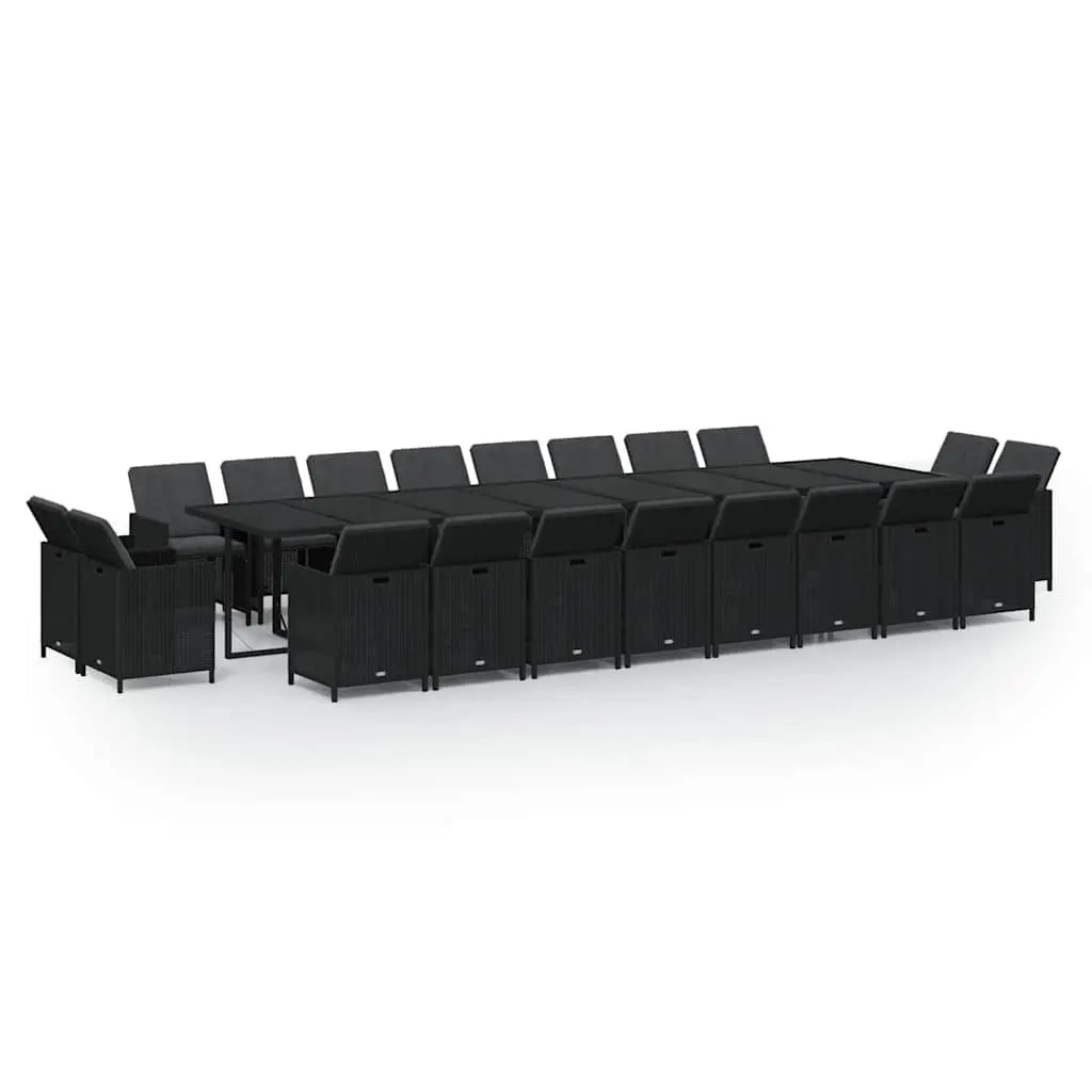 Outdoor Dining Set 21 Piece Black Poly Rattan Garden Furniture