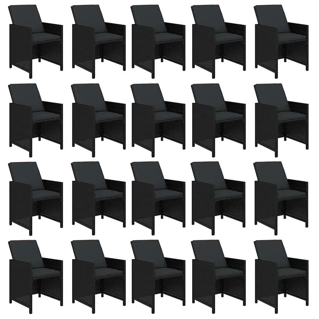 Outdoor Dining Set 21 Piece Black Poly Rattan Garden Furniture