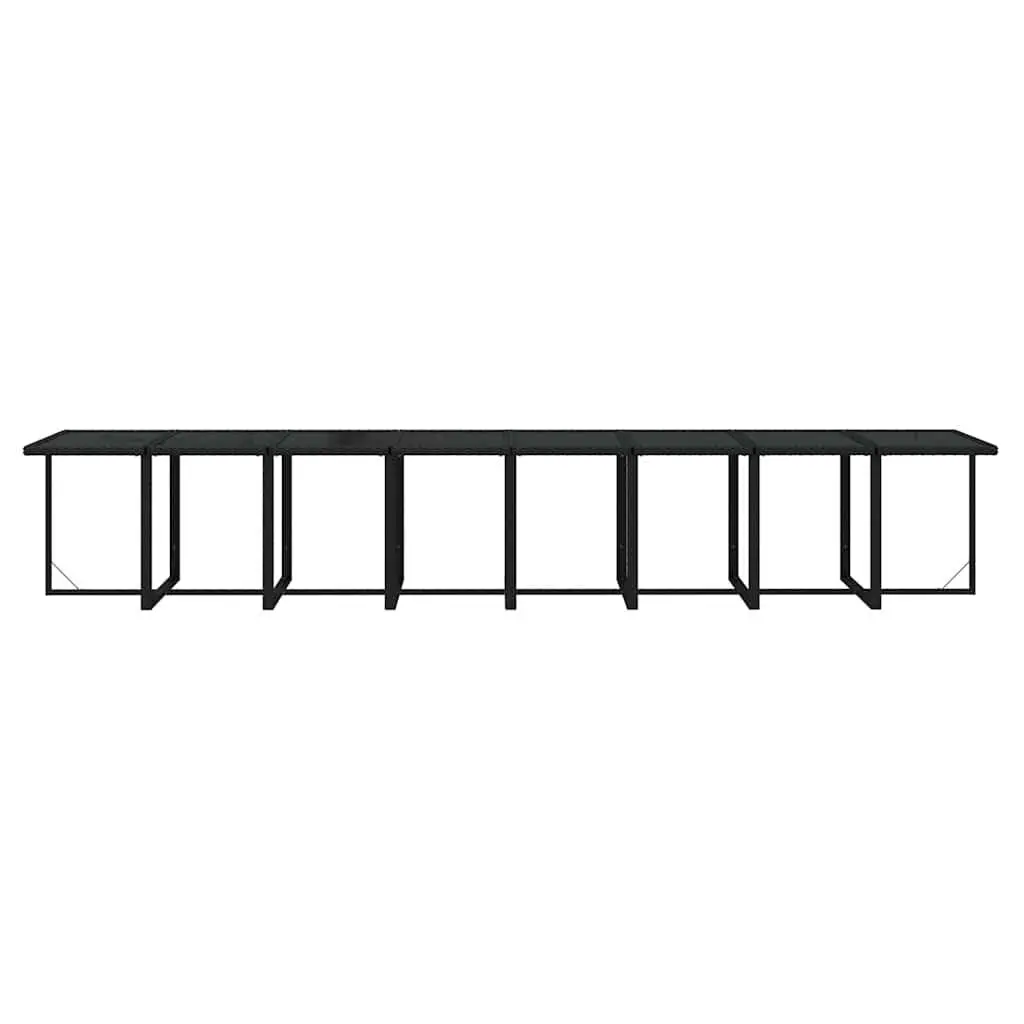 Outdoor Dining Set 21 Piece Black Poly Rattan Chairs Table with Cushions