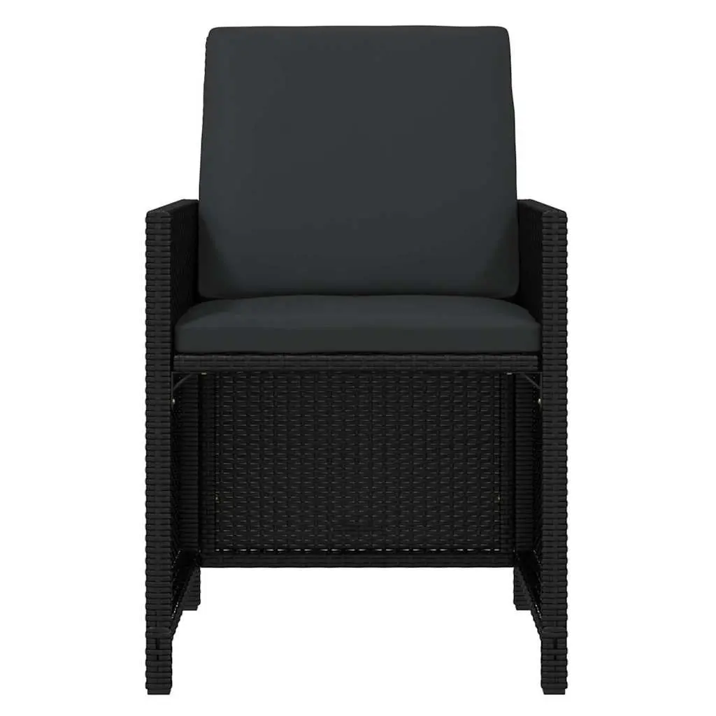 Outdoor Dining Set 21 Piece Black Poly Rattan Chairs Table with Cushions