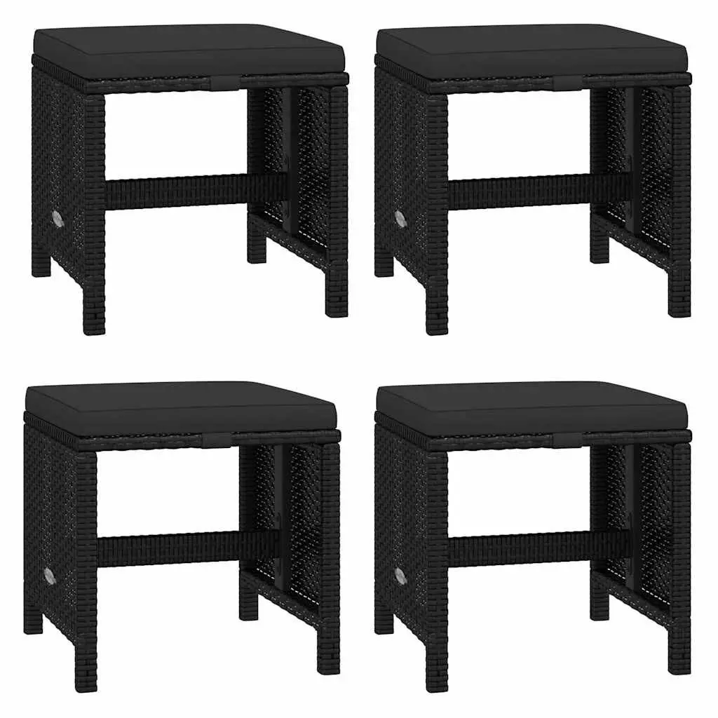 Outdoor Dining Set 21 Piece Black Poly Rattan Chairs Table with Cushions