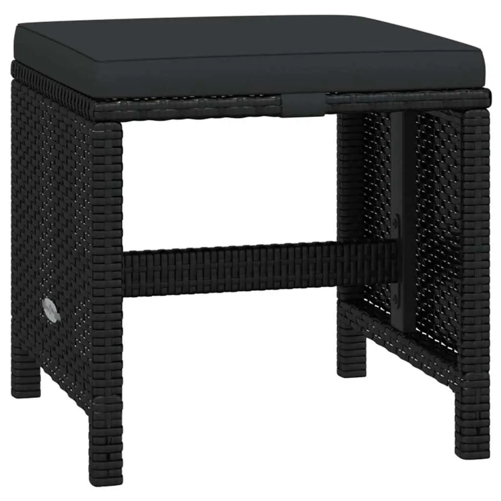 Outdoor Dining Set 21 Piece Black Poly Rattan Chairs Table with Cushions