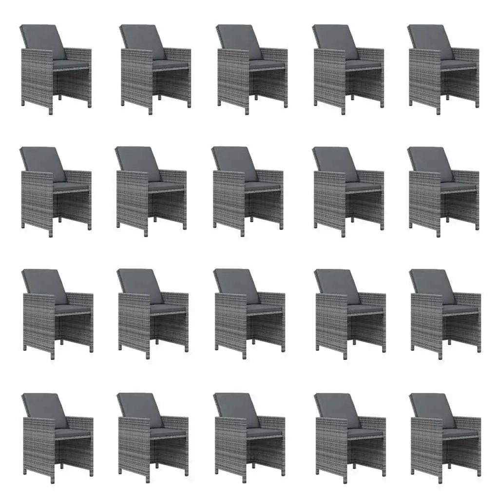 Outdoor Dining Set Grey Poly Rattan 21 Piece with Cushions