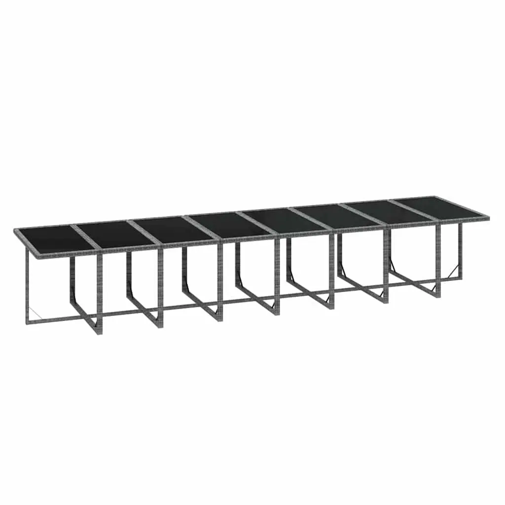 Outdoor Dining Set Grey Poly Rattan 21 Piece with Cushions