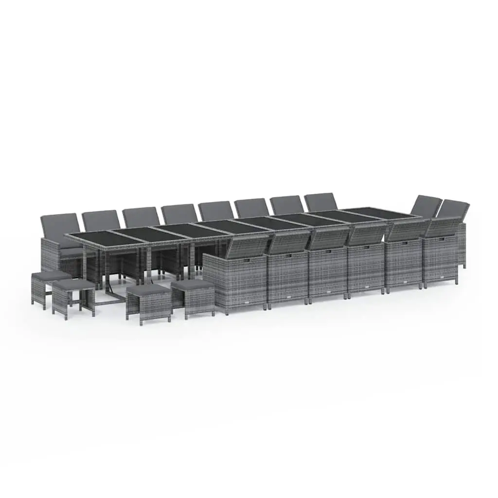 Outdoor Furniture Set 21 Piece Grey PE Rattan Dining with Cushions