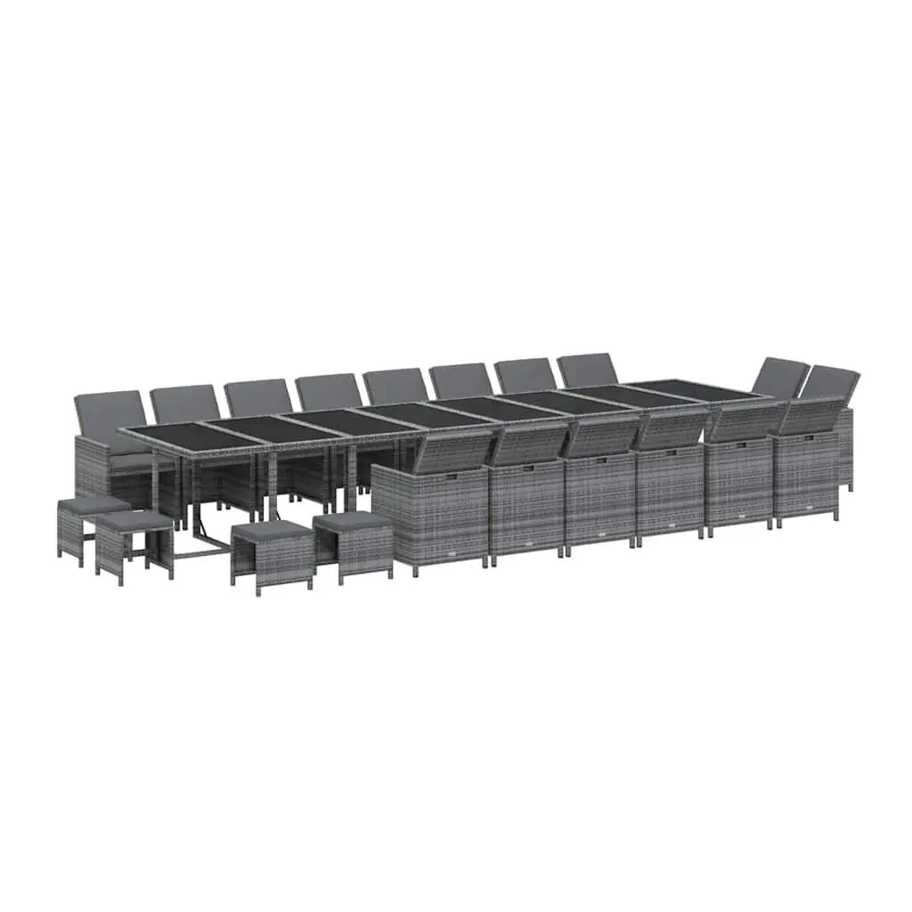 Outdoor Furniture Set 21 Piece Grey PE Rattan Dining with Cushions
