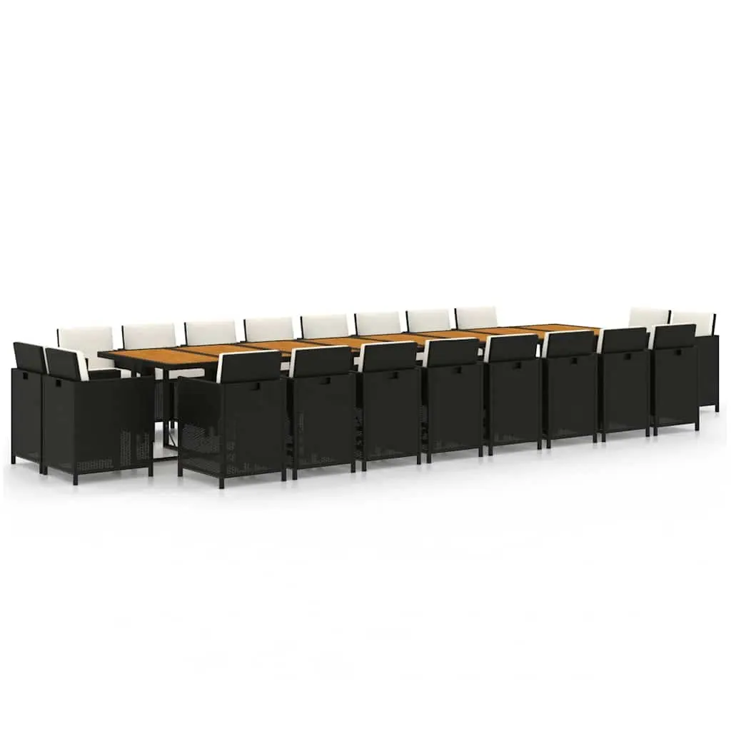 Garden Dining Set Black Poly Rattan 21 Piece Outdoor Furniture with Cushions
