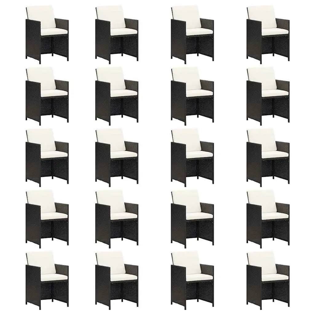 Garden Dining Set Black Poly Rattan 21 Piece Outdoor Furniture with Cushions