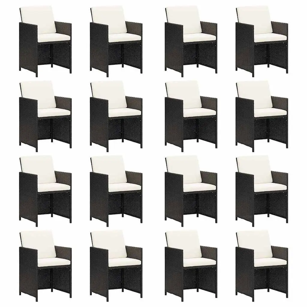 Outdoor Dining Set 21 Piece Black PE Rattan Furniture with Cushions