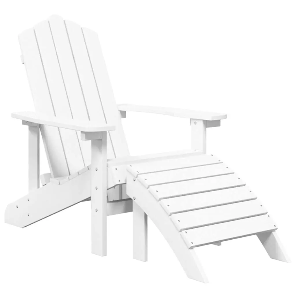 Adirondack Outdoor Chairs with Detachable Footstools Set White Garden Patio