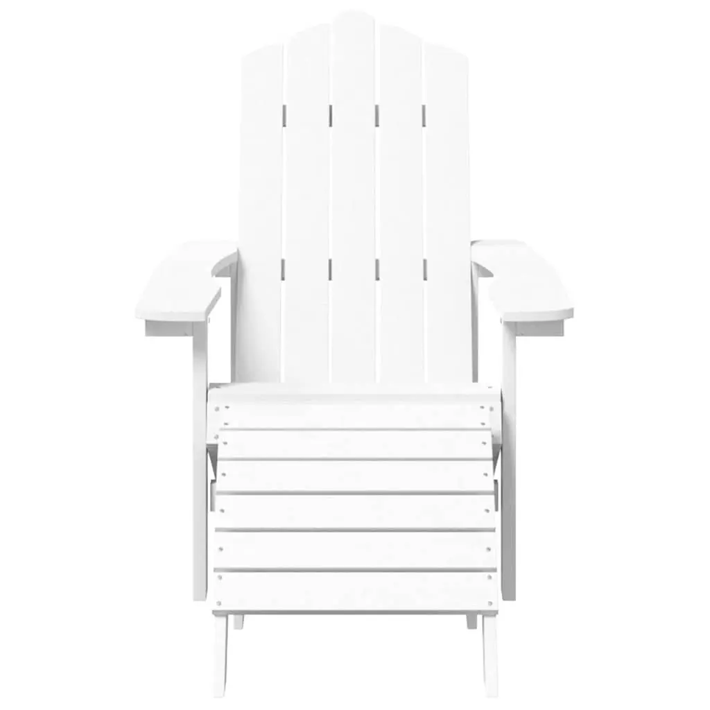 Adirondack Outdoor Chairs with Detachable Footstools Set White Garden Patio