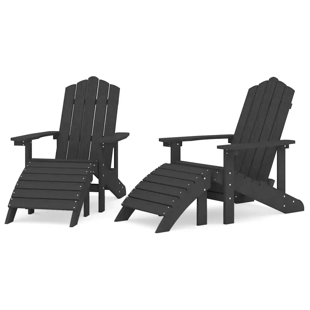 Outdoor Adirondack Chairs 2 pcs with Detachable Footstools Garden Patio Seating