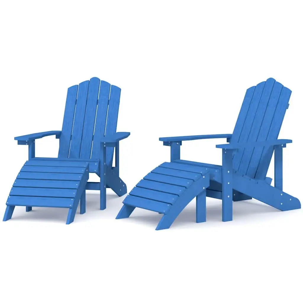 Adirondack Chairs Set Detachable Footstools Outdoor Garden Patio 2 Piece