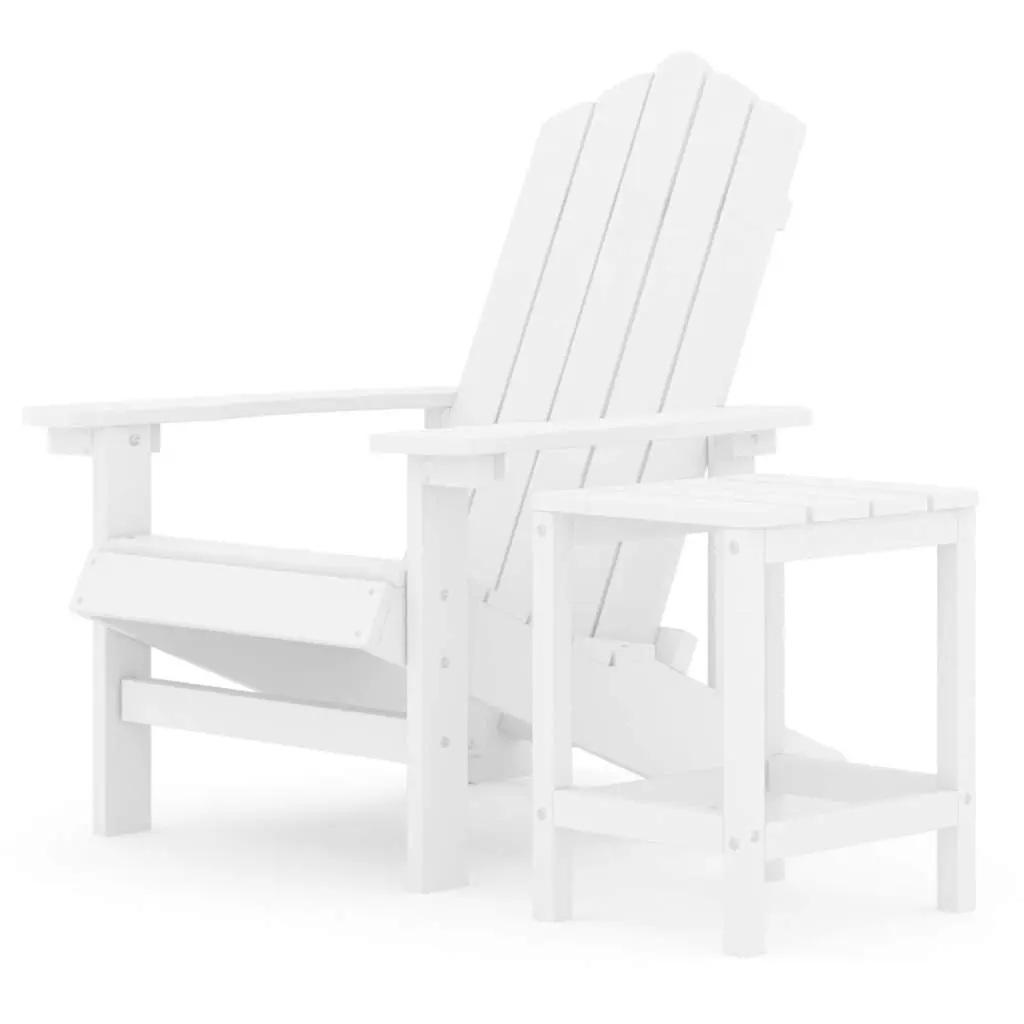 Adirondack Chair with Table Outdoor Garden Patio Seating White HDPE Weather