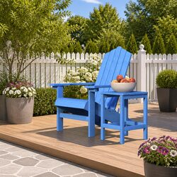 Your Outdoor Companion: Blue Adirondack Chair with Table