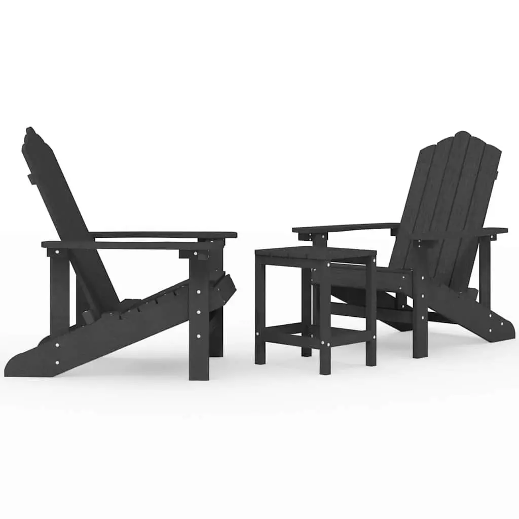 Adirondack Chairs Set with Side Table Weather-resistant HDPE Anthracite