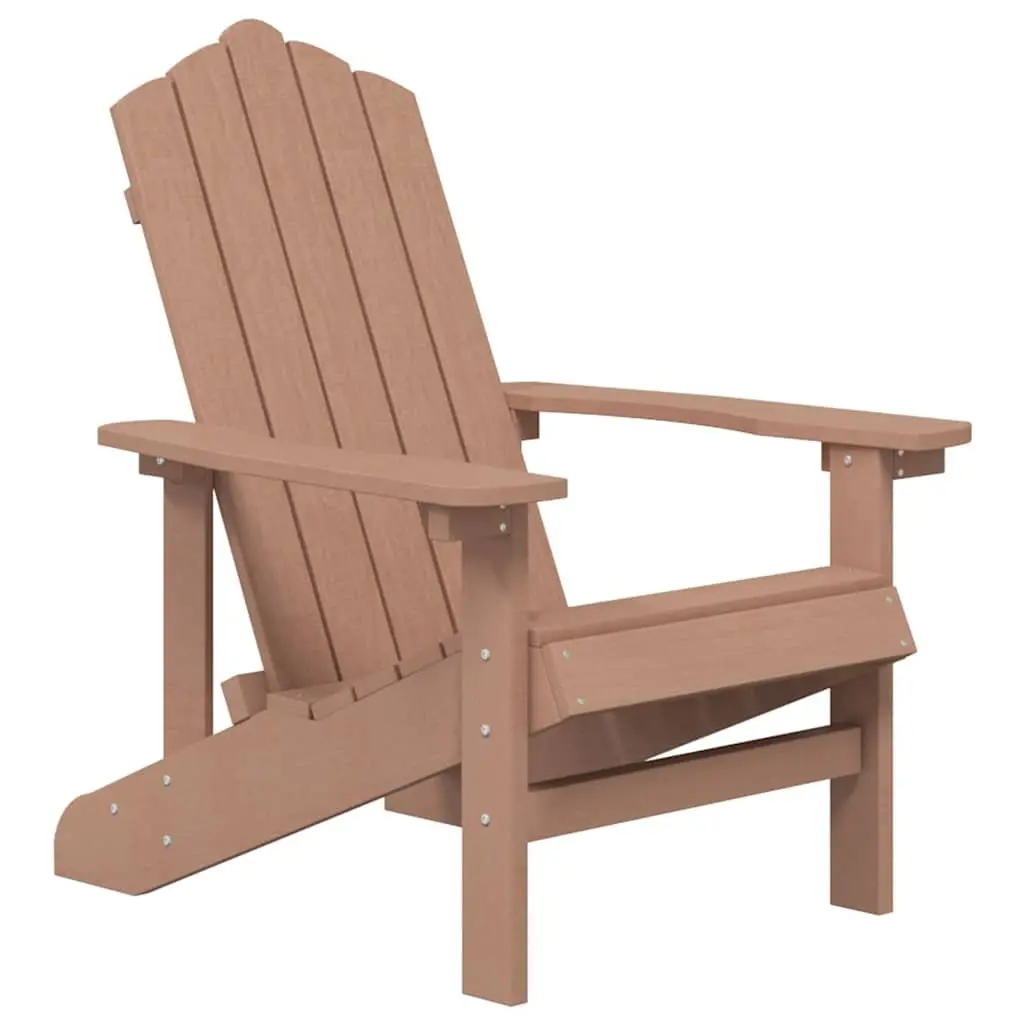Adirondack Chairs Set with Integrated Side Table Weather Resistant HDPE Brown Garden Patio Seating