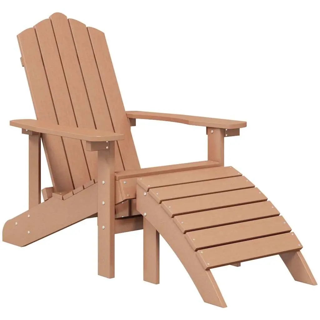 Adirondack Chair with Detachable Footstool and Side Table Brown