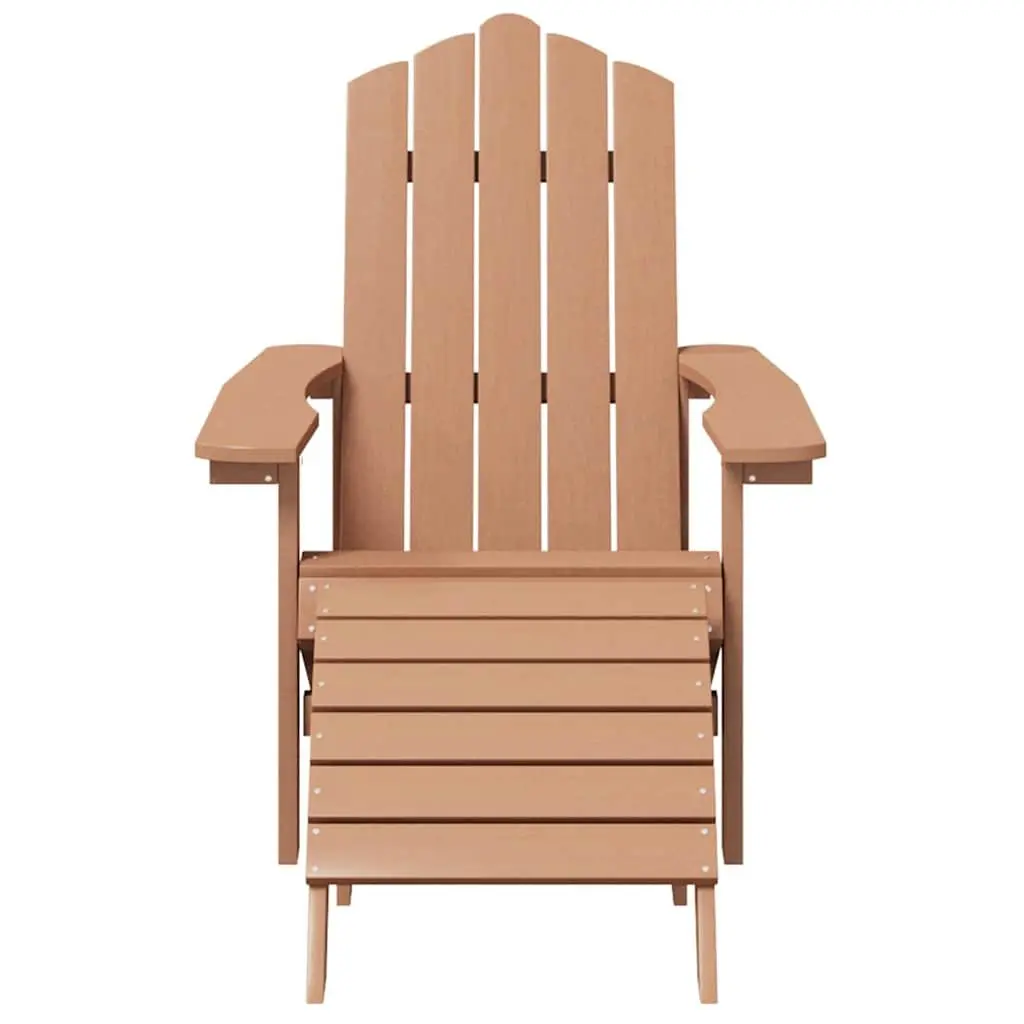 Adirondack Chair with Detachable Footstool and Side Table Brown