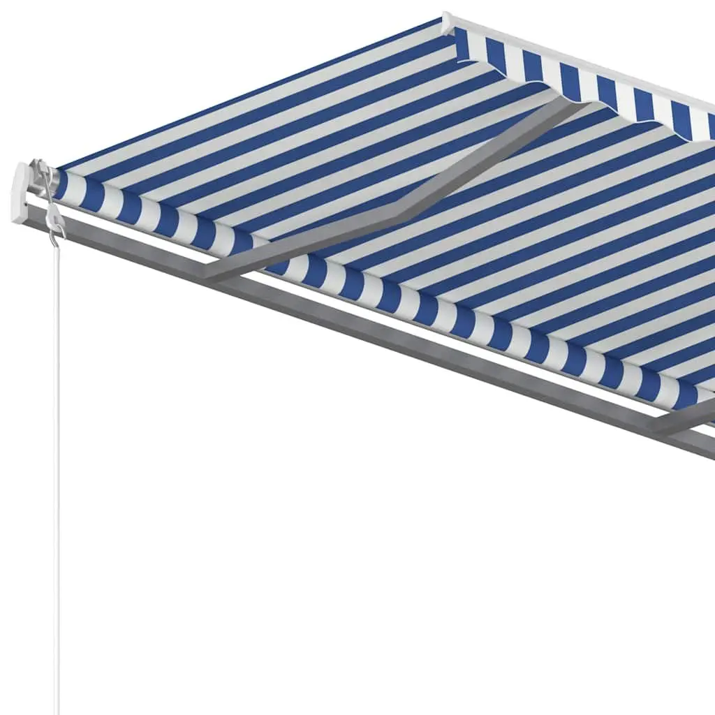 Retractable Awning Outdoor Sun Shade 400x300cm UV and Water Resistant Blue White