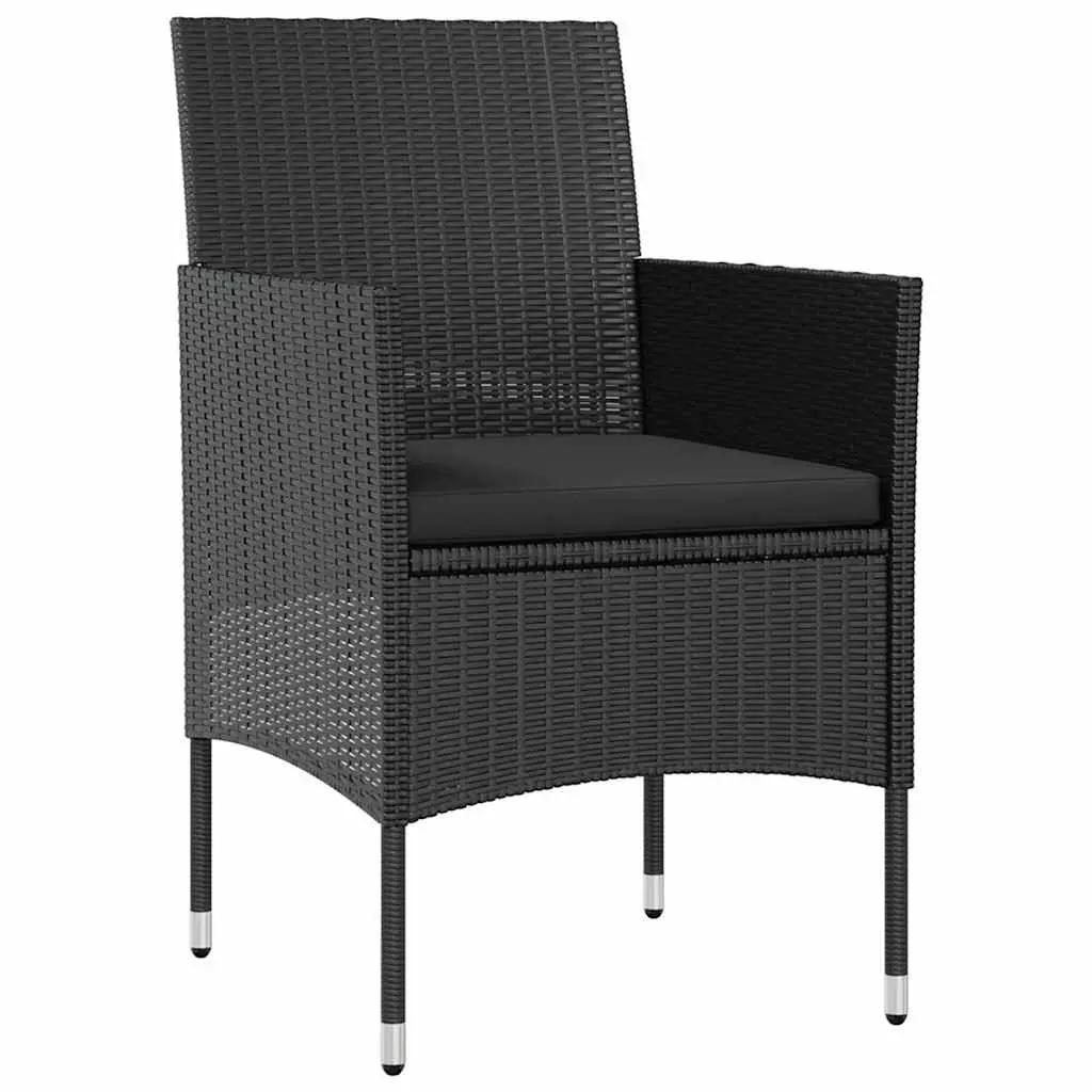 Outdoor Garden Lounge Set Poly Rattan Furniture 8 Piece with Cushions Black