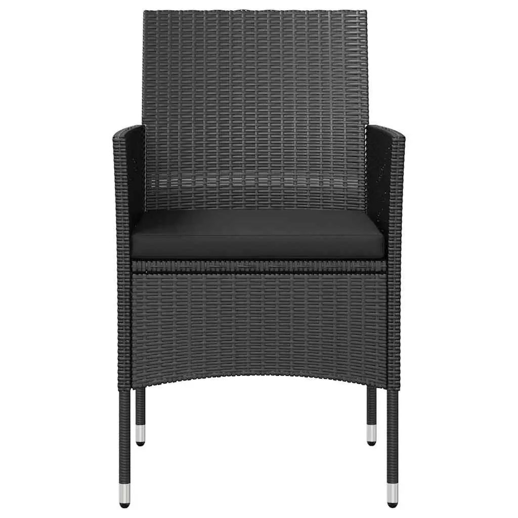 Outdoor Garden Lounge Set Poly Rattan Furniture 8 Piece with Cushions Black
