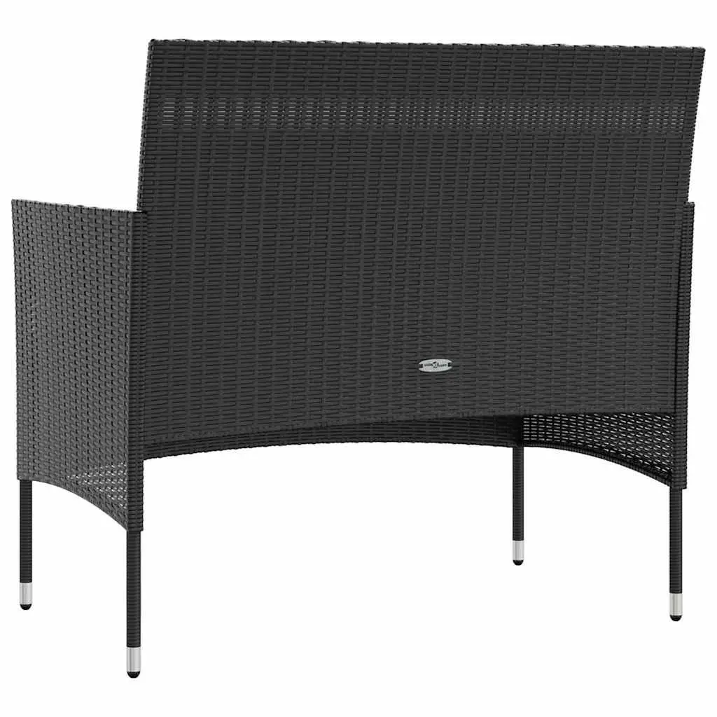 Outdoor Garden Lounge Set Poly Rattan Furniture 8 Piece with Cushions Black