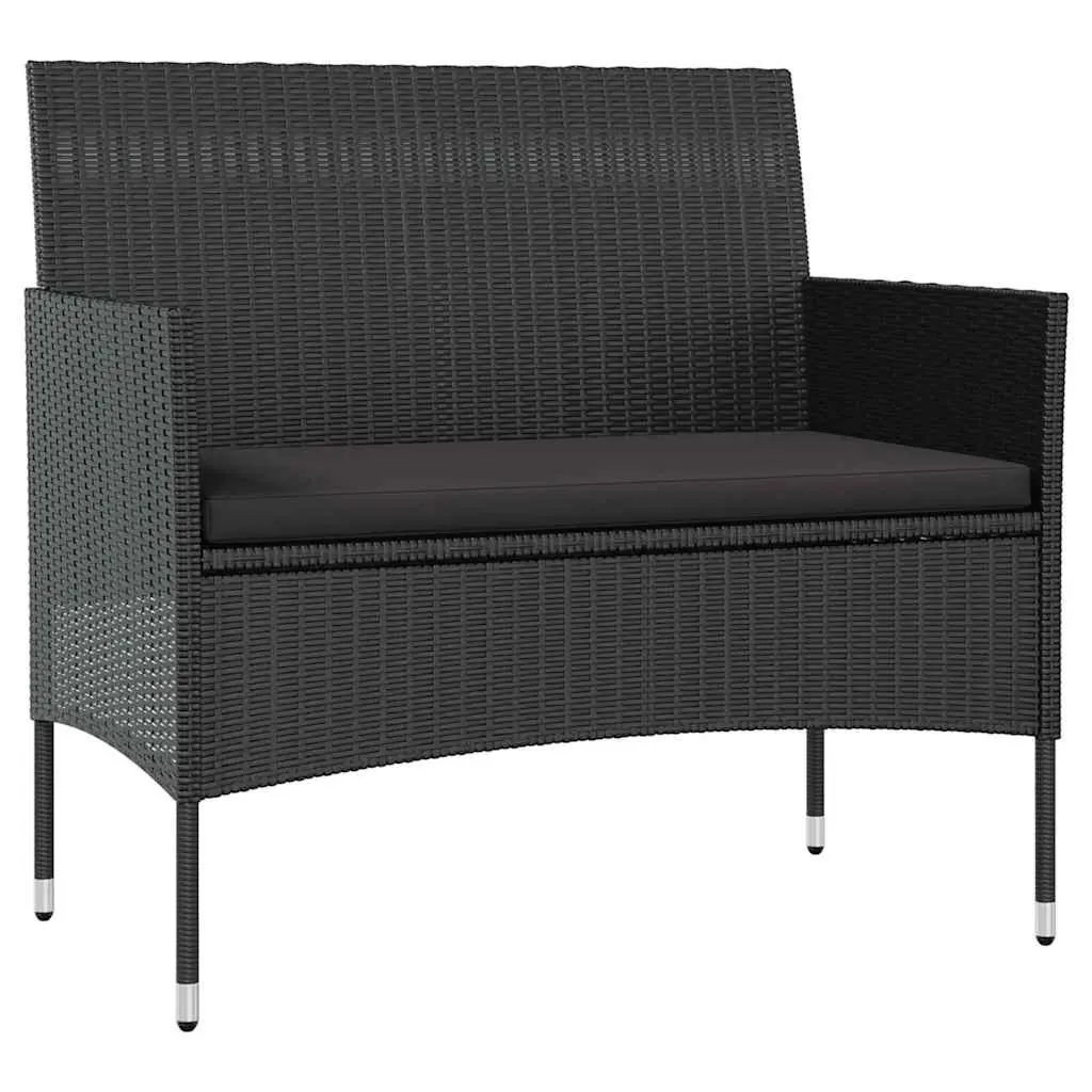 16 Piece Garden Lounge Set Black Lightweight Poly Rattan Patio Furniture with Cushions