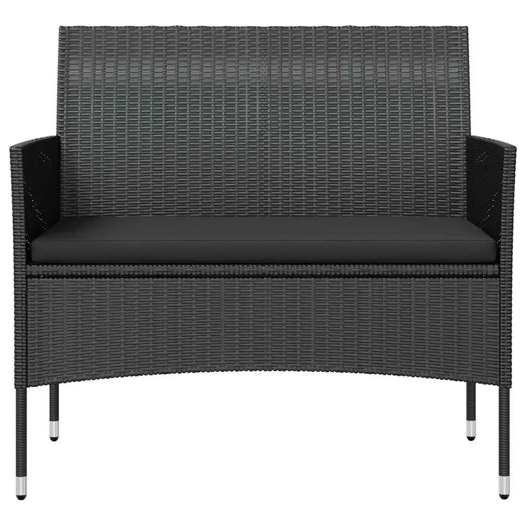 16 Piece Garden Lounge Set Black Lightweight Poly Rattan Patio Furniture with Cushions