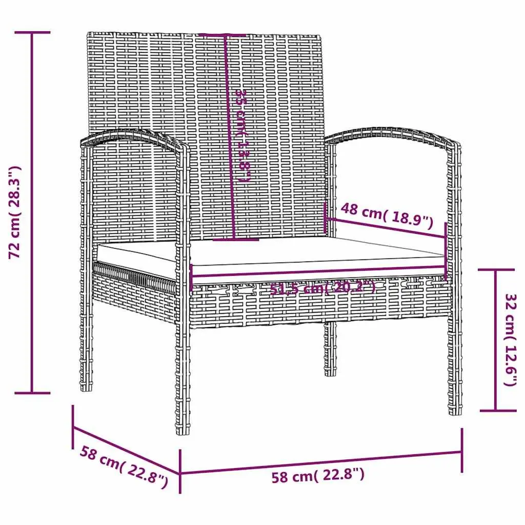Garden Lounge Set 8 Piece Poly Rattan Outdoor Furniture Patio Sofa with Cushions