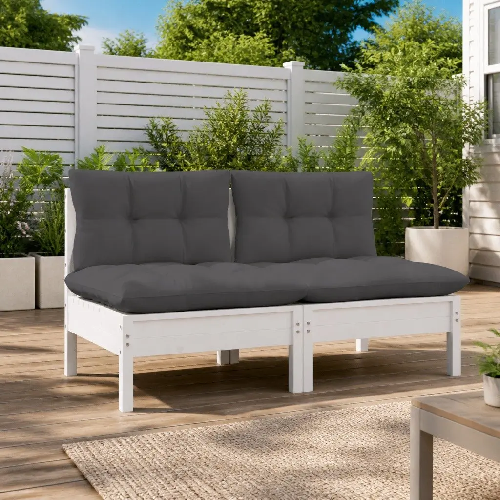 2-Seater Garden Sofa Outdoor Patio Seating Solid Pinewood Modular Lounge Chair