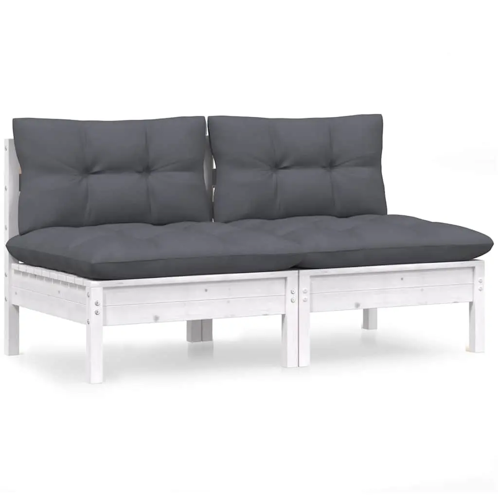 2-Seater Garden Sofa Outdoor Patio Seating Solid Pinewood Modular Lounge Chair