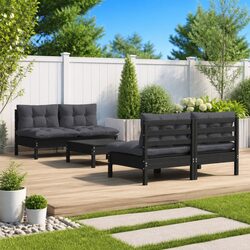 Garden Lounge Set 5 Piece Outdoor Patio Furniture Pinewood with Cushions Modular