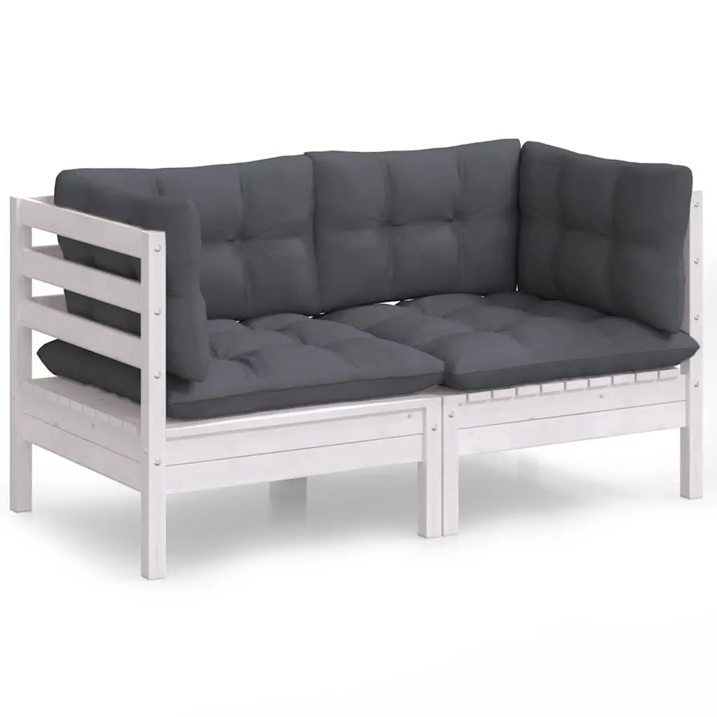 2-Seater Garden Sofa Outdoor Patio Furniture Pinewood Modular Lounge Seat with