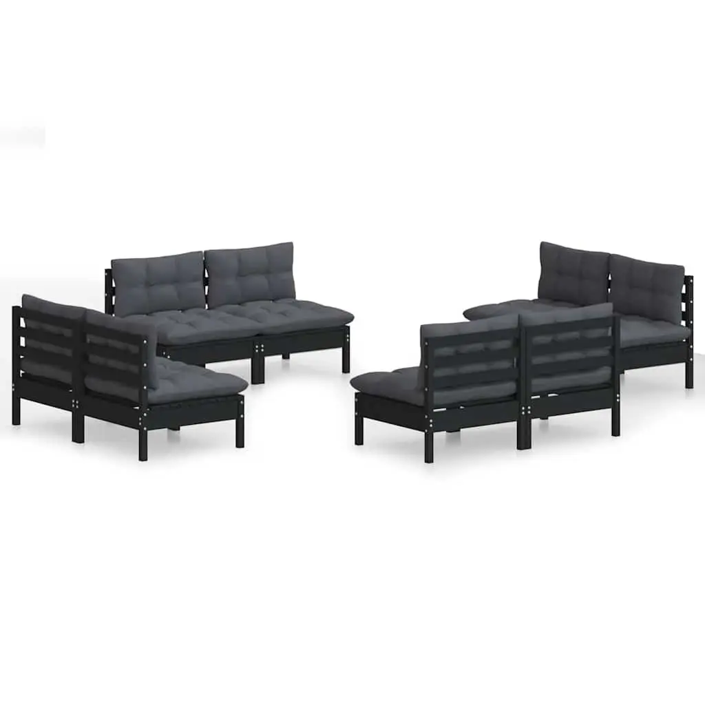 Garden Lounge Set 8 Piece Modular Patio Furniture Pinewood with Cushions