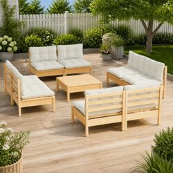 Garden Lounge Set 9 Piece Outdoor Furniture Patio Seating with Cushions