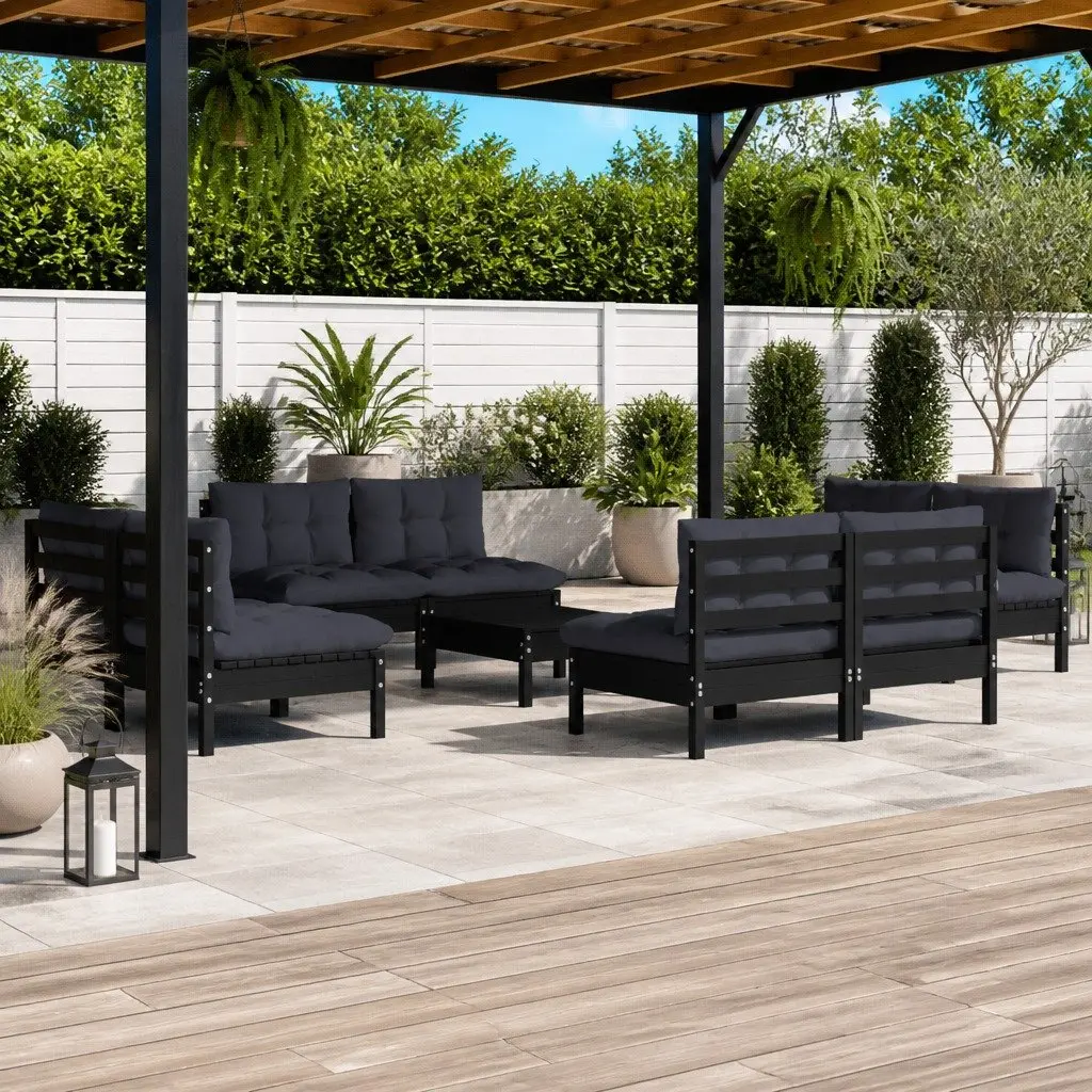 Garden Lounge Set 9 Piece Outdoor Furniture Patio Seating Pinewood with Cushions