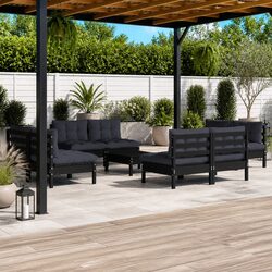 Garden Lounge Set 9 Piece Outdoor Furniture Patio Seating Pinewood with Cushions