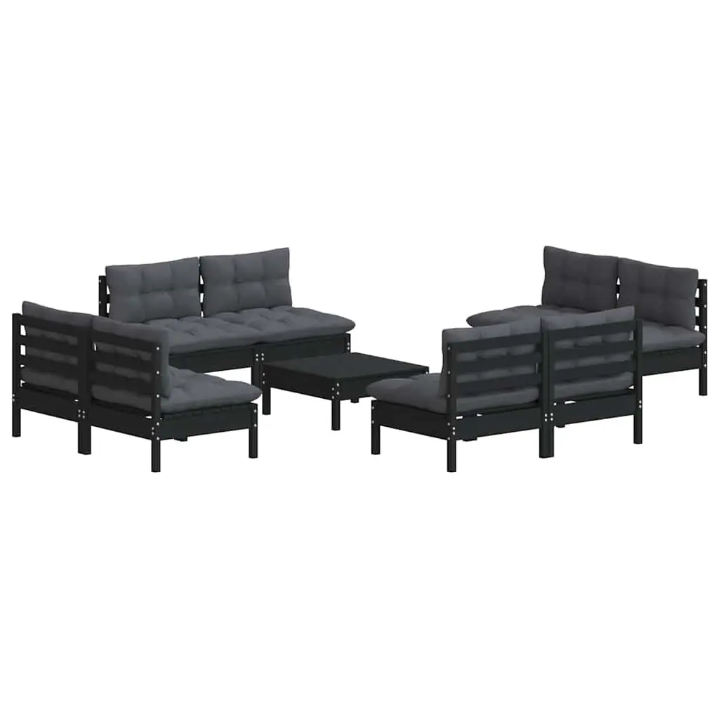 Garden Lounge Set 9 Piece Outdoor Furniture Patio Seating Pinewood with Cushions