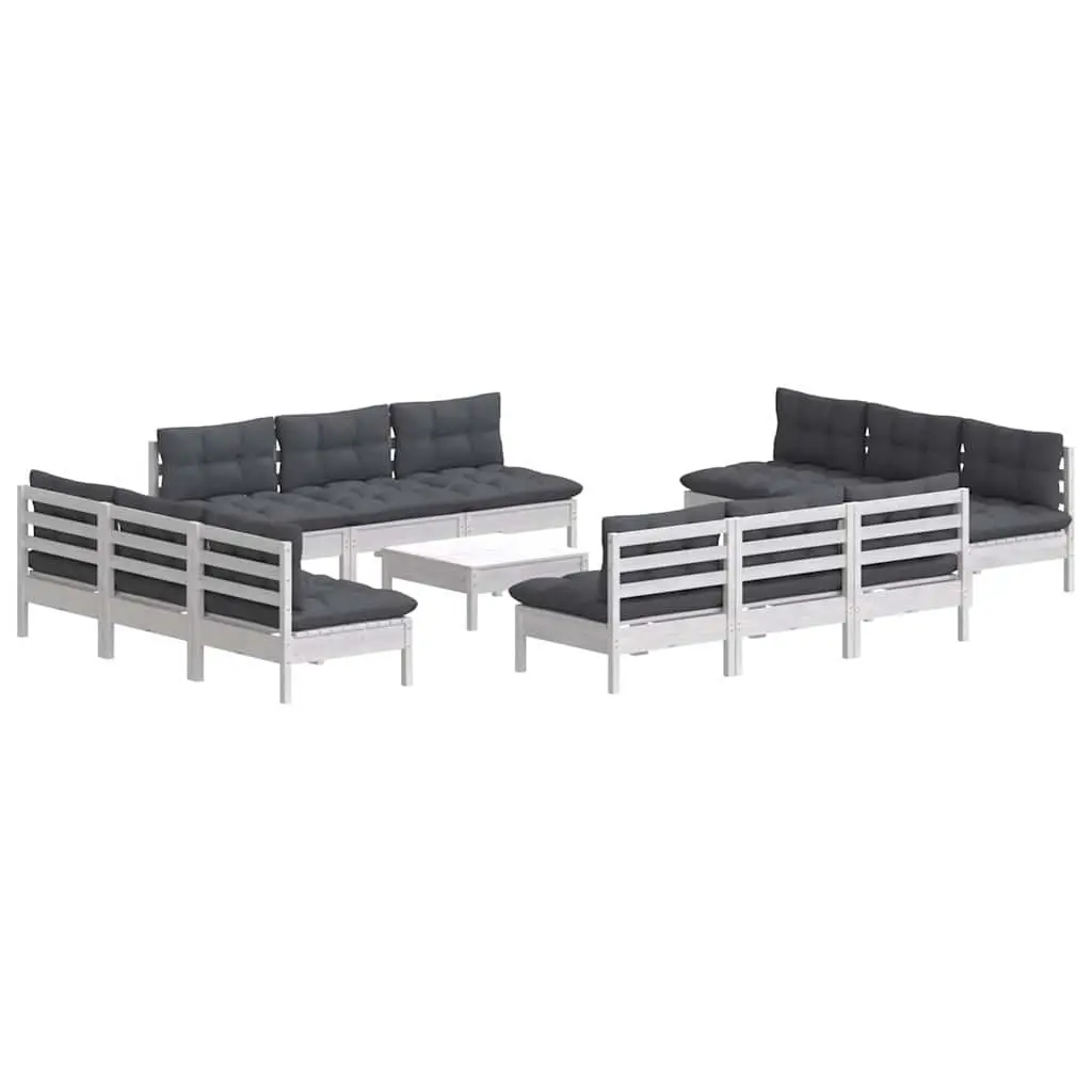 Garden Lounge Set 13 Piece Outdoor Patio Furniture Modular Pinewood White