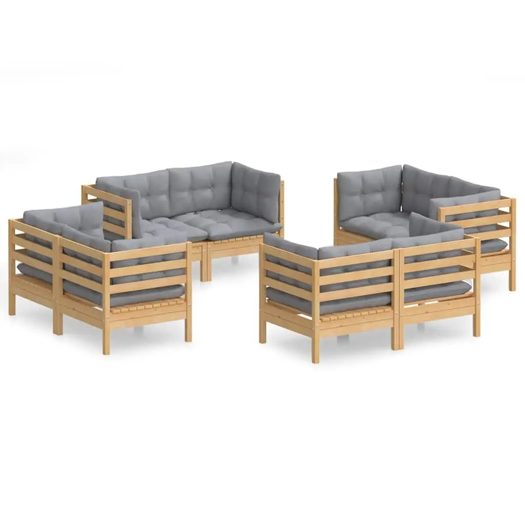Garden Lounge Set Modular Outdoor Patio Furniture 8 Piece Grey Cushions