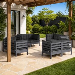 Garden Lounge Set 8 Piece Outdoor Patio Furniture Pinewood Grey Cushions Modular