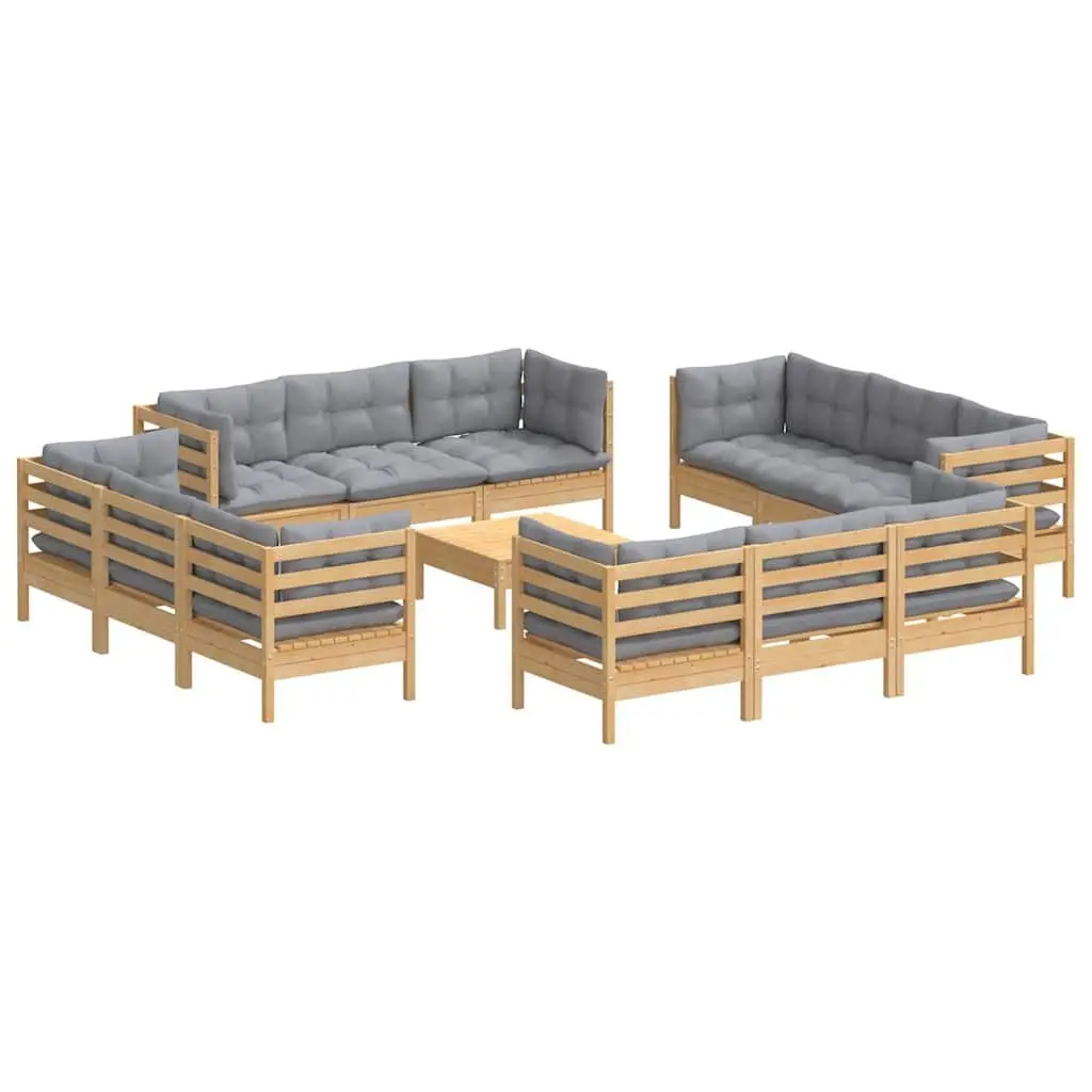 Garden Lounge Set 13 Piece Outdoor Patio Furniture Grey Cushions Modular