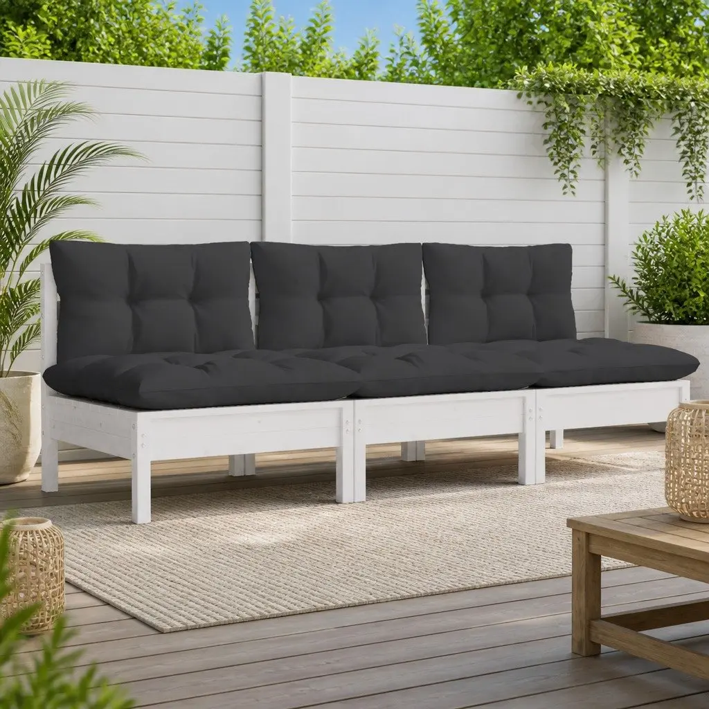 3-Seater Garden Sofa Outdoor Patio Seating Modular Lounge with Cushions White